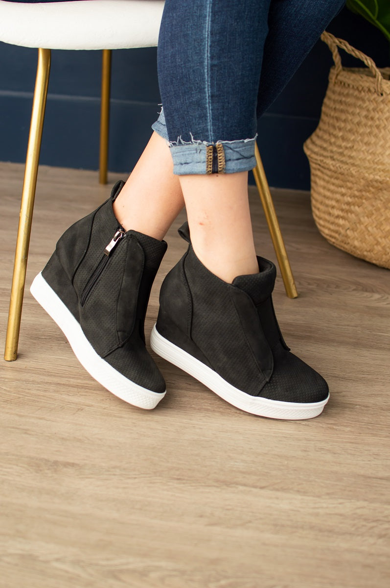 Amazon.com | CYBLING Women Fashion Rhinestone Sneakers Casual Lace Up High  Top Hidden Heel Wedges Platform Shoes Black | Fashion Sneakers